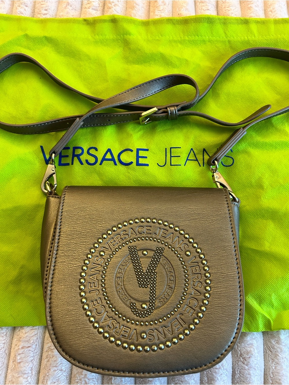 Versace Jeans Collection Olive Gray Crossbody Bag